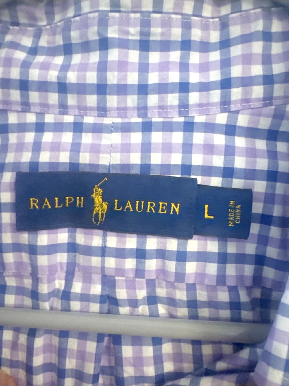 Ralph Lauren Plaid Button Down Shirt Blue Purple Long Sleeve Size L - Picture 6 of 9